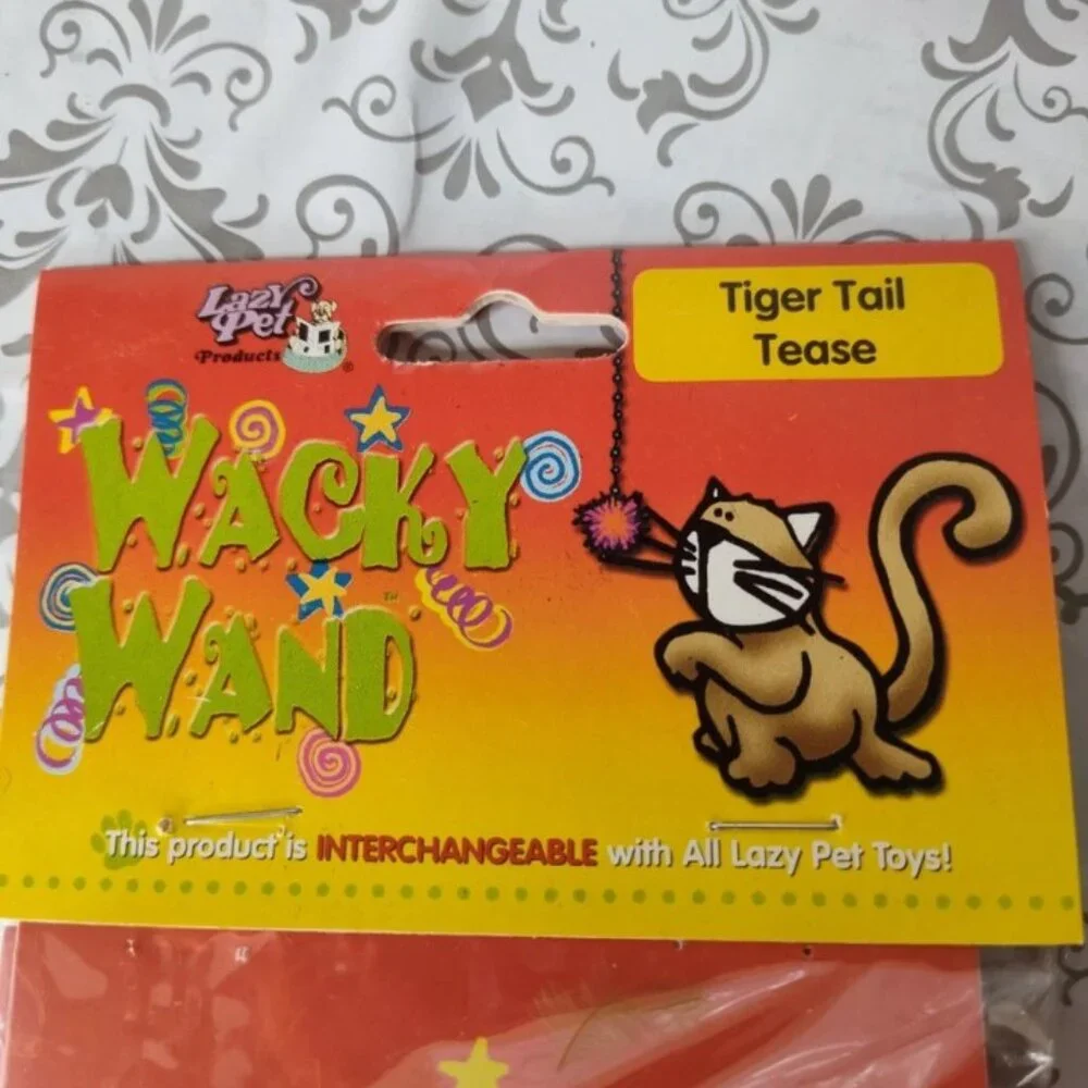 Lot of 3 Lazy Pet Interactive Tail Tease Cat Toy Orange, Green, & Brown